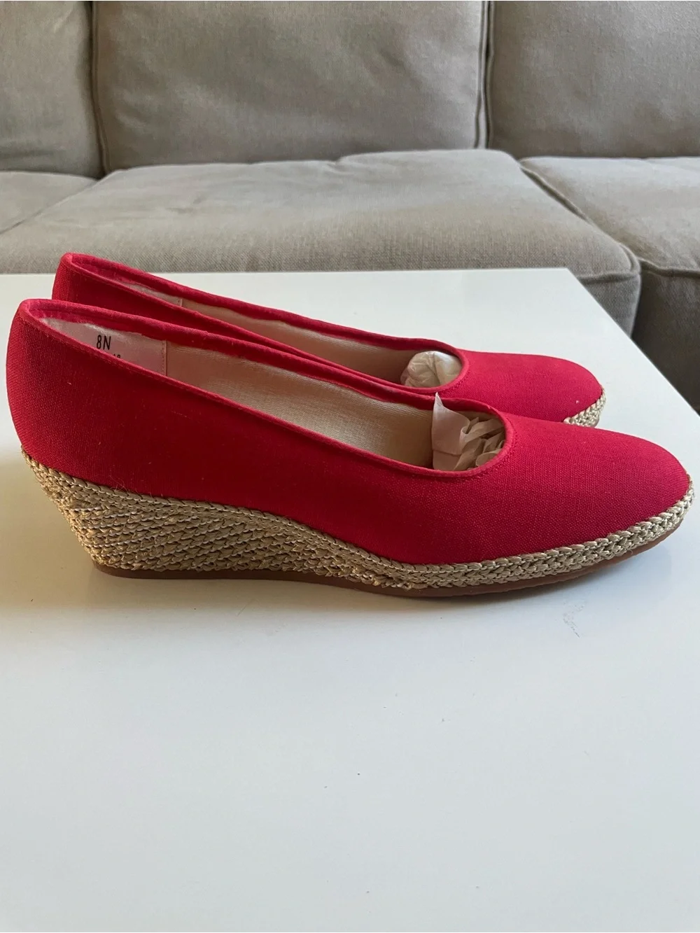 Red Espadrille Wedge Pumps - Women Red new